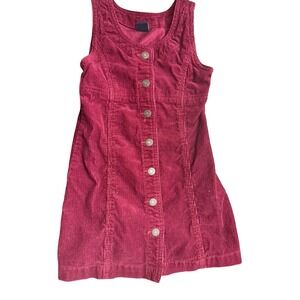 Vintage Gap girls size XS 4-5 burgundy jumper dress snap buttons